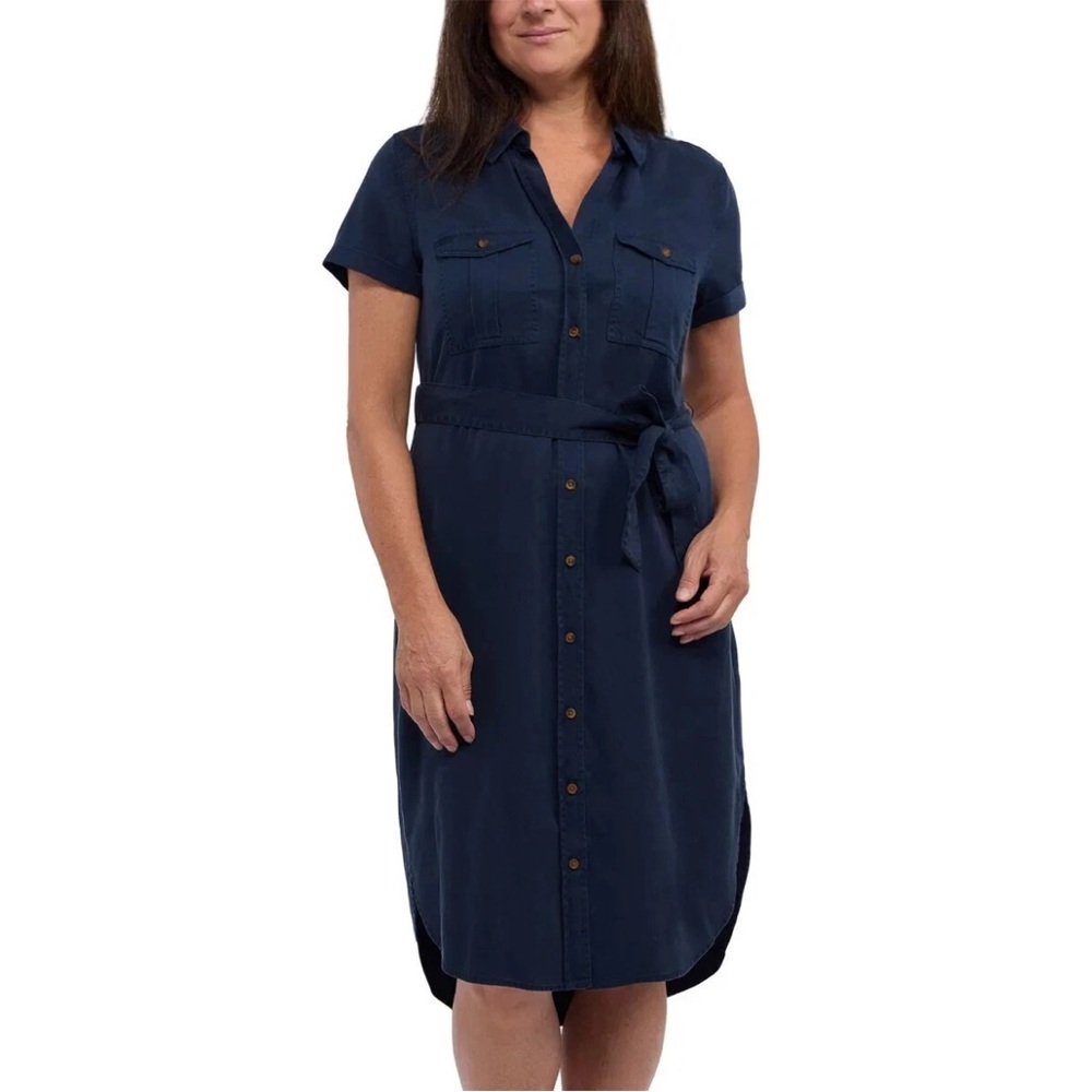 NWT Teddi Rose Shirt Dress‎ Navy button down super soft tencel